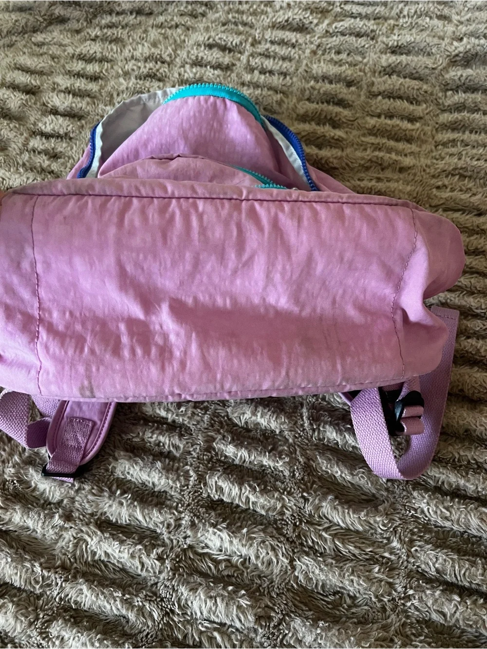 Kipling Pink standard Backpack with Teal and Purple Accents